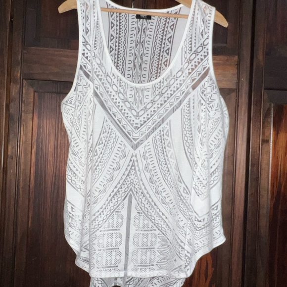 Massimo Tops - Massimo White Patterned Tank Top xl